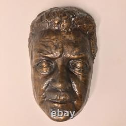Masque homme à moustache bronze sculpture buste art deco vintage antique µ