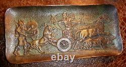 Max le Verrier bronze plateau bas relief à lantique chasse aux lions