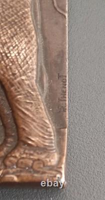 Médaille Art Déco Elephant R. THENOT 1930s Plaque 75mm poinçon BRONZE ORIGINAL