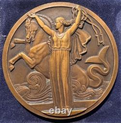 Médaille bronze Art Déco LE NORMANDIE & Le Havre New York 1935 VERNON