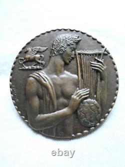 Medaille bronze art deco Orphée par Muller 70mm
