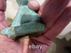 Mère et enfant bronze France art deco, signé Bofill, patine verte, P 265g, H 8cm