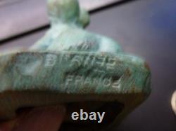 Mère et enfant bronze France art deco, signé Bofill, patine verte, P 265g, H 8cm