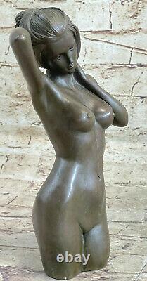 Moderne Bronze Sculpture De Un Corps Constructeur Figurine Art Déco Marbre Socle