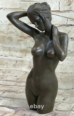 Moderne Bronze Sculpture De Un Corps Constructeur Figurine Art Déco Marbre Socle