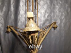 Monture de lustre art déco 1920 P. GILLES en bronze doré (lampe applique tulipe)