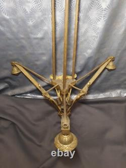 Monture de lustre art déco 1920 P. GILLES en bronze doré (lampe applique tulipe)