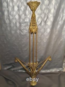 Monture de lustre art déco 1920 P. GILLES en bronze doré (lampe applique tulipe)