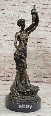 Moreau's Vénus Et Paon Véritable Bronze Art Déco Sculpture Cadeau