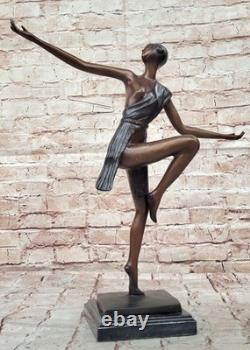 Musée Qualité Bronze Sculpture Signée Collett Danseuse Art Déco Figurine Statue