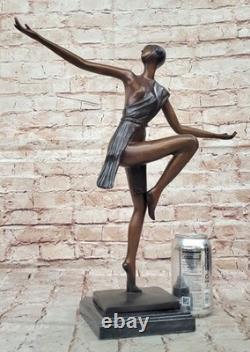 Musée Qualité Bronze Sculpture Signée Collett Danseuse Art Déco Figurine Statue