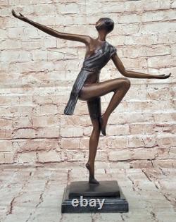 Musée Qualité Bronze Sculpture Signée Collett Danseuse Art Déco Figurine Statue