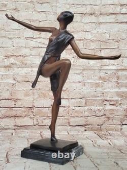 Musée Qualité Bronze Sculpture Signée Collett Danseuse Art Déco Figurine Statue