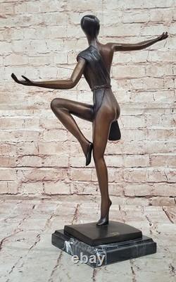 Musée Qualité Bronze Sculpture Signée Collett Danseuse Art Déco Figurine Statue