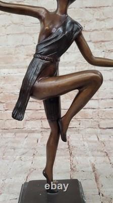 Musée Qualité Bronze Sculpture Signée Collett Danseuse Art Déco Figurine Statue