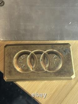 Nécessaire de bureau brutaliste bronze signé P Desprez France 4 pièces