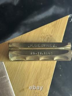 Nécessaire de bureau brutaliste bronze signé P Desprez France 4 pièces
