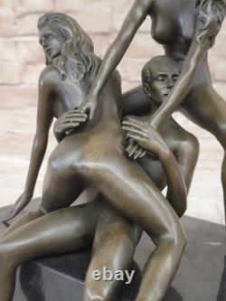 Neuf Bronze Sculpture Chair Art Statue, Femelle Man Femme Érotique Qualité Déco