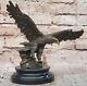 Oiseau De Proie Americana Bronze Aigle Sculpture Autriche Art Déco Marbre