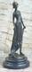 Original Fran&ccedil;ais Art D&eacute;co Marron Patine Bronze Sculpture Dansant Flapper Fille