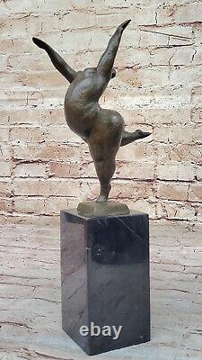 Original Signé Abstrait Ballerine Figurine Bronze Art Déco Sculpture Statue Lrg