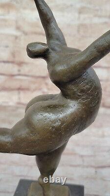 Original Signé Abstrait Ballerine Figurine Bronze Art Déco Sculpture Statue Lrg