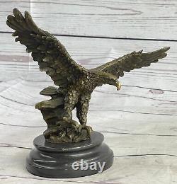 Original Signé Vienne Bronze Aigle Sculpture Autriche Art Déco Marbre Figurine