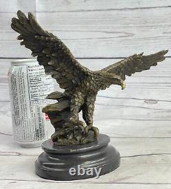 Original Signé Vienne Bronze Aigle Sculpture Autriche Art Déco Marbre Figurine