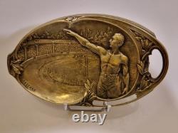 P. Lasserre Jeux Olympiques Paris 1924 Coupelle ovale en bronze Salut