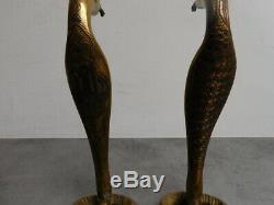 Paire De Pieds De Lampe Bronze Serpents Art Deco