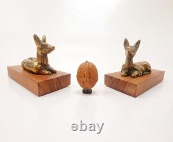 Paire Serre-livres Sculpture Animal Biches Couchées bronze Art Déco Grec