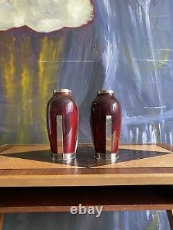 Paire Vases Sevres Art Deco / Paul Millet / Porcelaine Bronze Argenté TBE 19cm