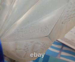 Paire de Lampe de bureau Art Déco en bronze tulipe en verre pressé signé Hubens