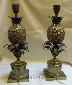 Paire de lampes ananas en bronze Maison Charles