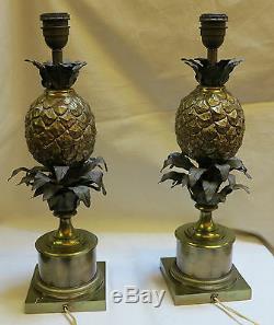 Paire de lampes ananas en bronze Maison Charles