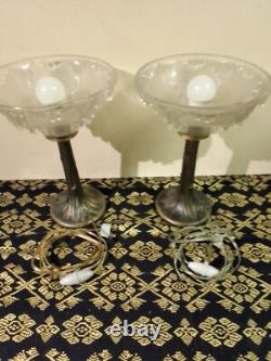 Paire de lampes de Chevet ART DECO BRONZE coupelles signée EZAN