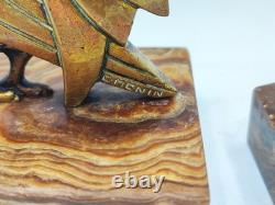 Paire de serre bronze livres art déco signé
