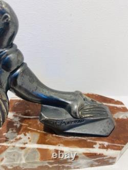 Paire de serres livres en marbre et bronze signé Hippolyte MOREAU-Les otaries