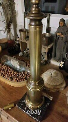 Pied de lampe colonne en bronze & laiton fin 19ème/ 20ème art déco + ampoule