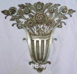Plaque Ornementale Bronze 1925-1930 Corbeille de Fleurs Art Deco