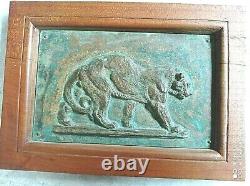 Plaques bronze art deco pantheres lionnes Barye Jouve