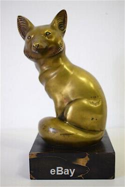 RENARD Bronze animalier doré satiné Art Déco Signé G H LAURENT XX 20th