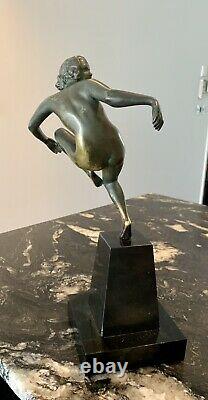 Rare Superbe Bronze Marcel Bouraine Epoque Art Deco Danseuse