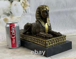 Rare Vintage Européenne Finery Art Déco Égyptien Bronze Sphinx Serre-Livre