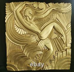 Rare bas relief art deco folies bergère look bronze doré 1930 Maurice Pico