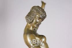 Rare et imposante sculpture bronze époque art deco 1930 danseuse egyptienne