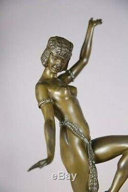 Rare et imposante sculpture bronze époque art deco 1930 danseuse egyptienne