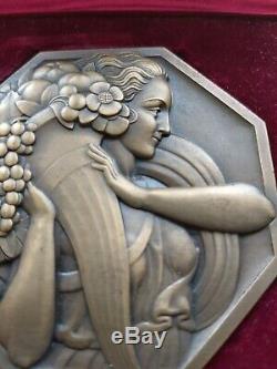 Rare exceptionnelle Medaille art deco Paul Turin Marianne Abondance Bronze