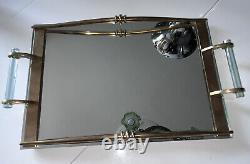 René PROU (1889-1947) Plateau de service miroir en bronze doré Art Déco