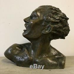 Salvator RIOLO Buste Bronze Sculpture Jean Mermoz Art Deco Design Cipriani